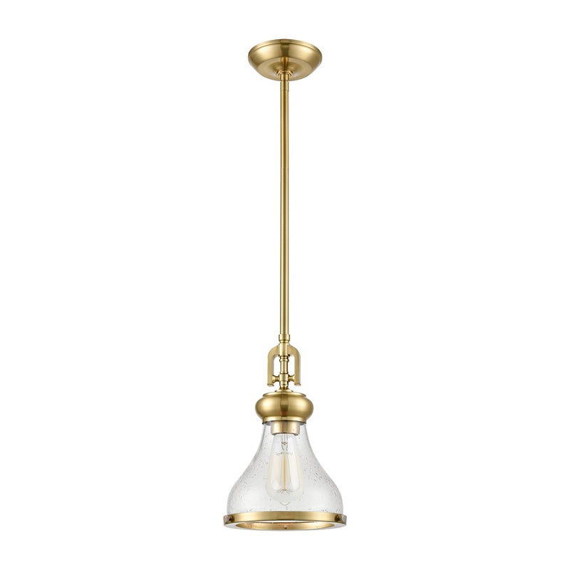 Atlas Lighting Rutherford 8.5'' Wide 1Lt Mini Pendant, Brass/Clear