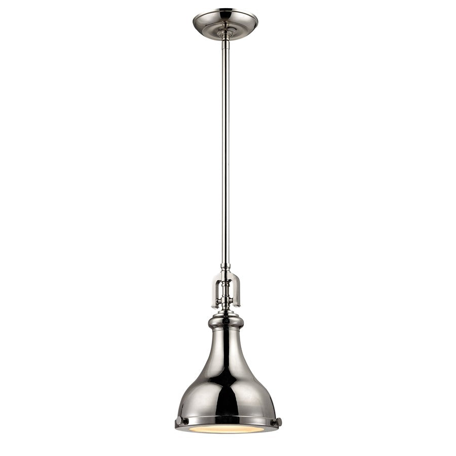 Atlas Lighting Rutherford 9''W 1Lt Mini Pendant, Polished Nickel