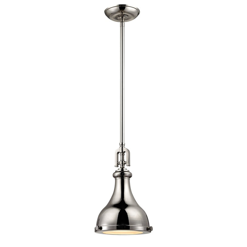 Atlas Lighting Rutherford 9in 1-Light Mini Pendant | Transitional Polished Nickel Metal | Kitchen Island & Dining Room | Model CL11672-NK1