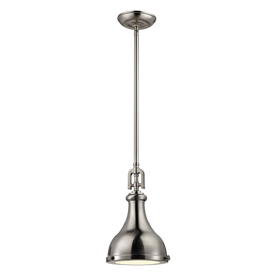 Atlas Lighting Rutherford 9''W 1Lt Mini Pendant, Brushed Nickel