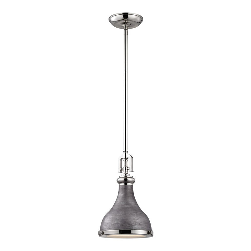 Atlas Lighting Rutherford 9in 1-Light Mini Pendant | Transitional Weathered Zinc and Polished Nickel Metal | Kitchen Island | Model CL11672-SV