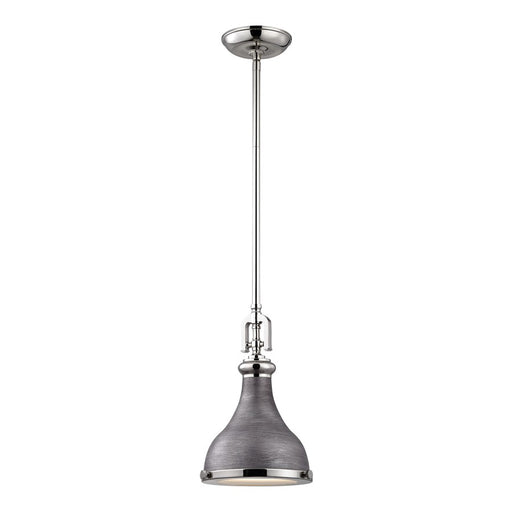 Atlas Lighting Rutherford 9'' Wide 1Lt Mini Pendant, Zinc/Nickel