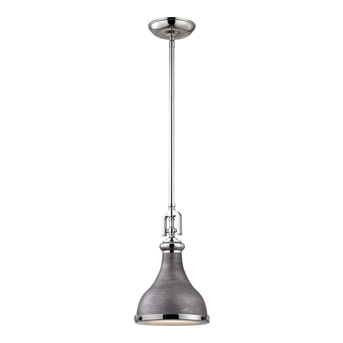 Atlas Lighting Rutherford 9'' Wide 1Lt Mini Pendant, Zinc/Nickel