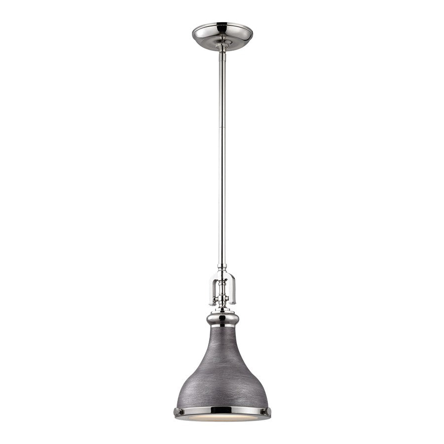 Atlas Lighting Rutherford 9'' Wide 1Lt Mini Pendant, Zinc/Nickel