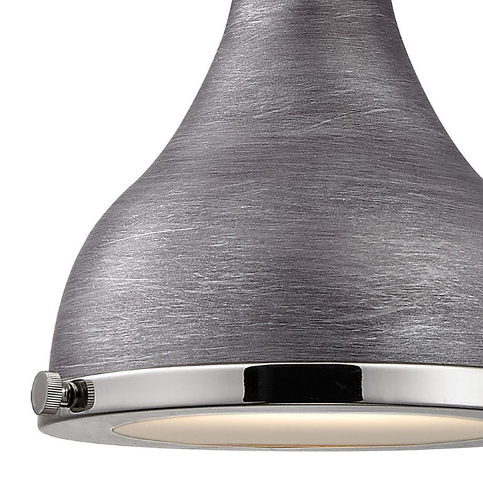 Atlas Lighting Rutherford 9'' Wide 1Lt Mini Pendant, Zinc/Nickel