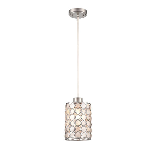 Atlas Lighting Sagamore 6'' Wide 1Lt Mini Pendant, Nickel/White