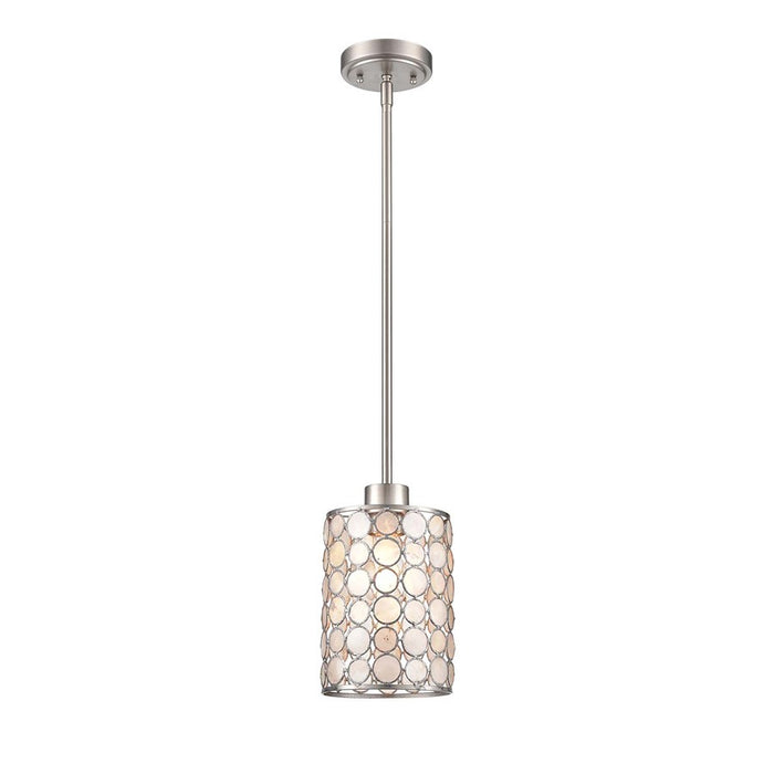 Atlas Lighting Sagamore 6'' Wide 1Lt Mini Pendant, Nickel/White