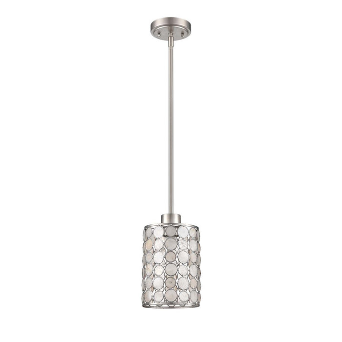 Atlas Lighting Sagamore 6'' Wide 1Lt Mini Pendant, Nickel/White