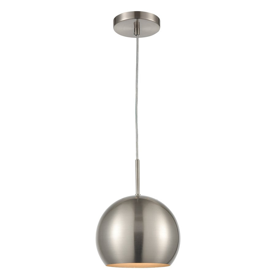 Atlas Lighting Salt Rim 8'' Wide 1Lt Mini Pendant, Nickel/Silver