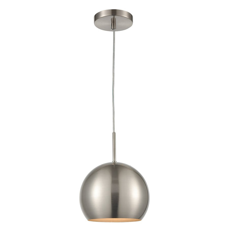 Atlas Lighting Salt Rim 8in 1-Light Mini Pendant | Modern Brushed Nickel Metal | Kitchen Island & Dining Room | 8 x 8 x 10 in | Model CL11675-NK