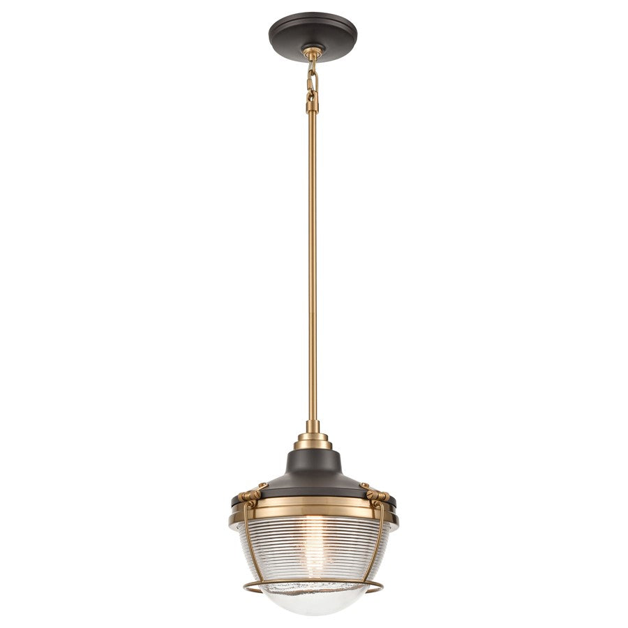 Atlas Lighting Seaway Passage 10''W 1Lt Mini Pendant, Bronze/Clear