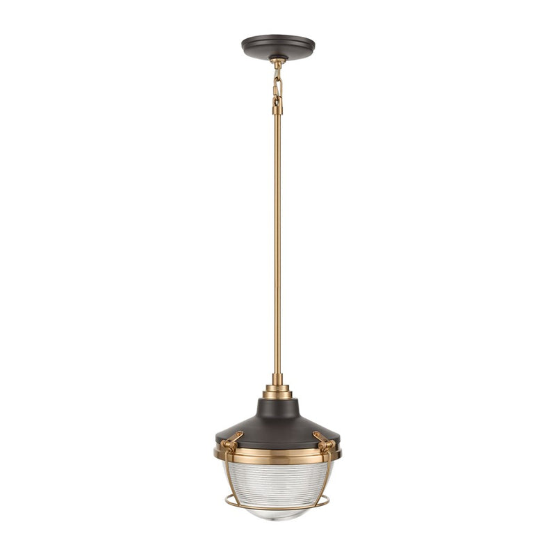 Atlas Lighting Seaway Passage 10in 1-Light Mini Pendant | Nautical Oil Rubbed Bronze and Satin Brass Metal | Kitchen Island | Model CL11677-BZ