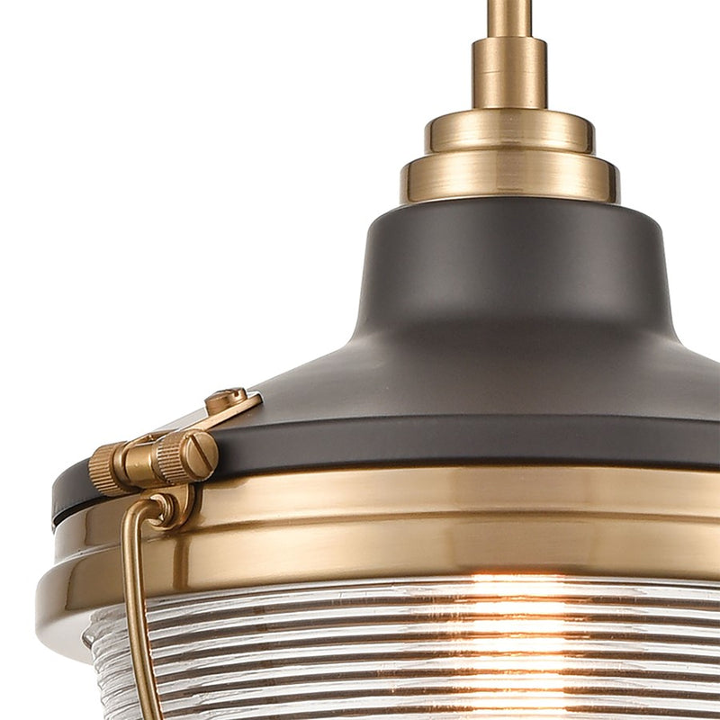 Atlas Lighting Seaway Passage 10in 1-Light Mini Pendant | Nautical Oil Rubbed Bronze and Satin Brass Metal | Kitchen Island | Model CL11677-BZ