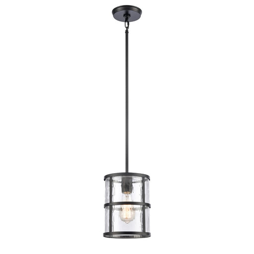 Atlas Lighting Solace 7'' Wide 1Lt Mini Pendant, Matte Black/Clear