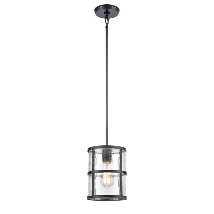 Atlas Lighting Solace 7'' Wide 1Lt Mini Pendant, Matte Black/Clear