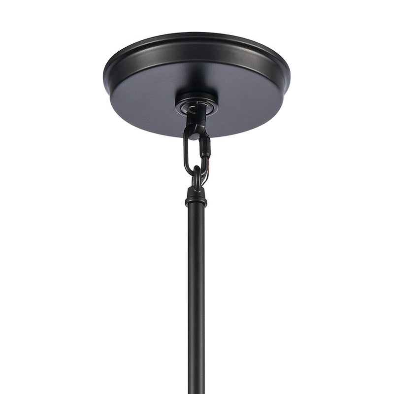 Atlas Lighting Solace 7in 1-Light Mini Pendant | Transitional Matte Black and Clear Ripple Glass | Kitchen Island & Dining Room | Model CL11679-BK