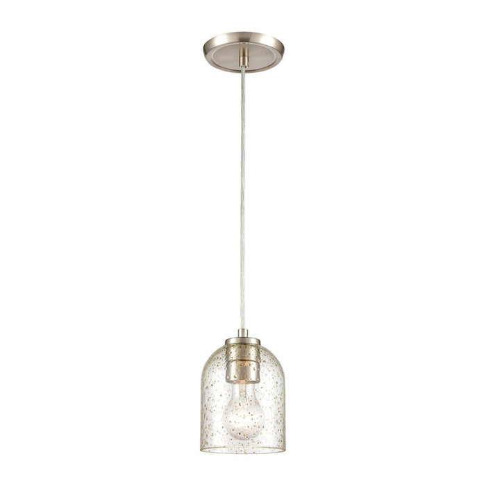 Atlas Lighting Sprinkle 5''W 1Lt Mini Pendant, Satin Nickel/Clear