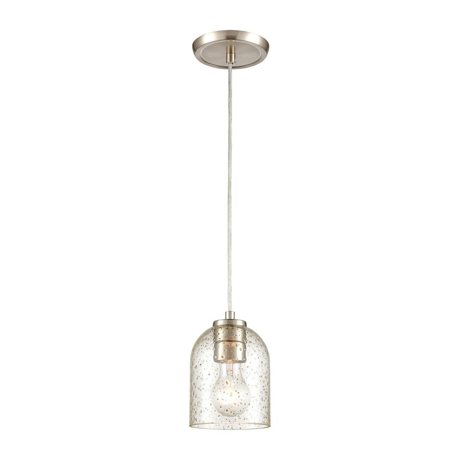 Atlas Lighting Sprinkle 5''W 1Lt Mini Pendant, Satin Nickel/Clear