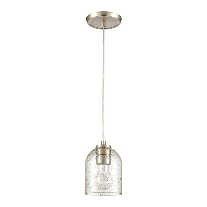 Atlas Lighting Sprinkle 5''W 1Lt Mini Pendant, Satin Nickel/Clear