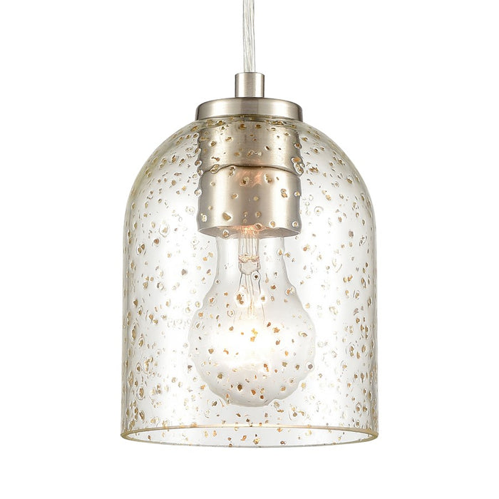 Atlas Lighting Sprinkle 5''W 1Lt Mini Pendant, Satin Nickel/Clear