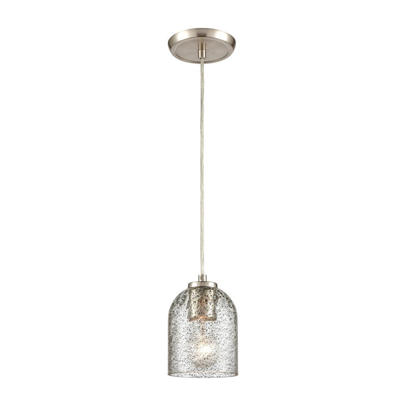 Atlas Lighting Sprinkle 5''W 1Lt Mini Pendant, Nickel/Gray/Clear