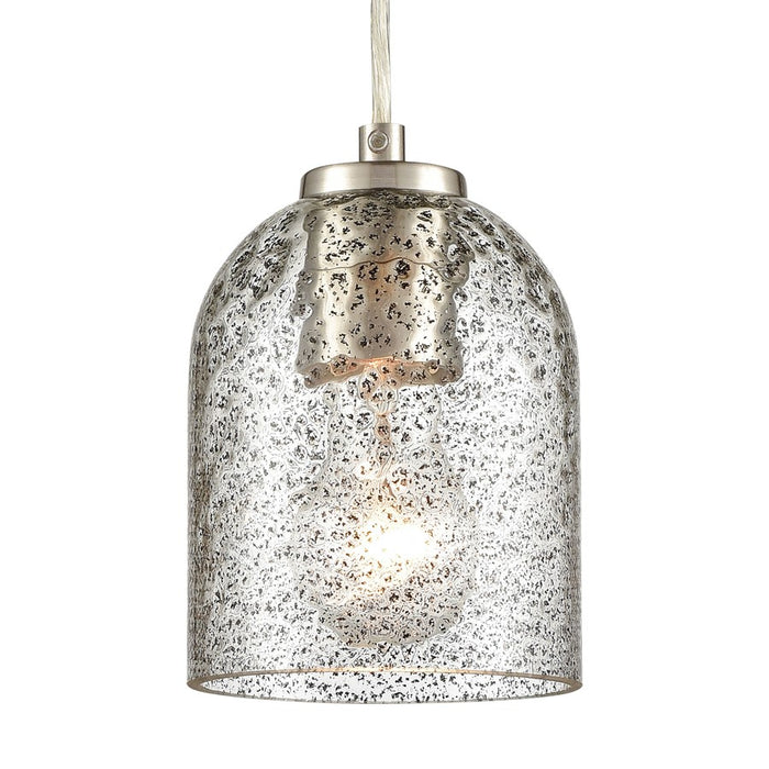 Atlas Lighting Sprinkle 5''W 1Lt Mini Pendant, Nickel/Gray/Clear