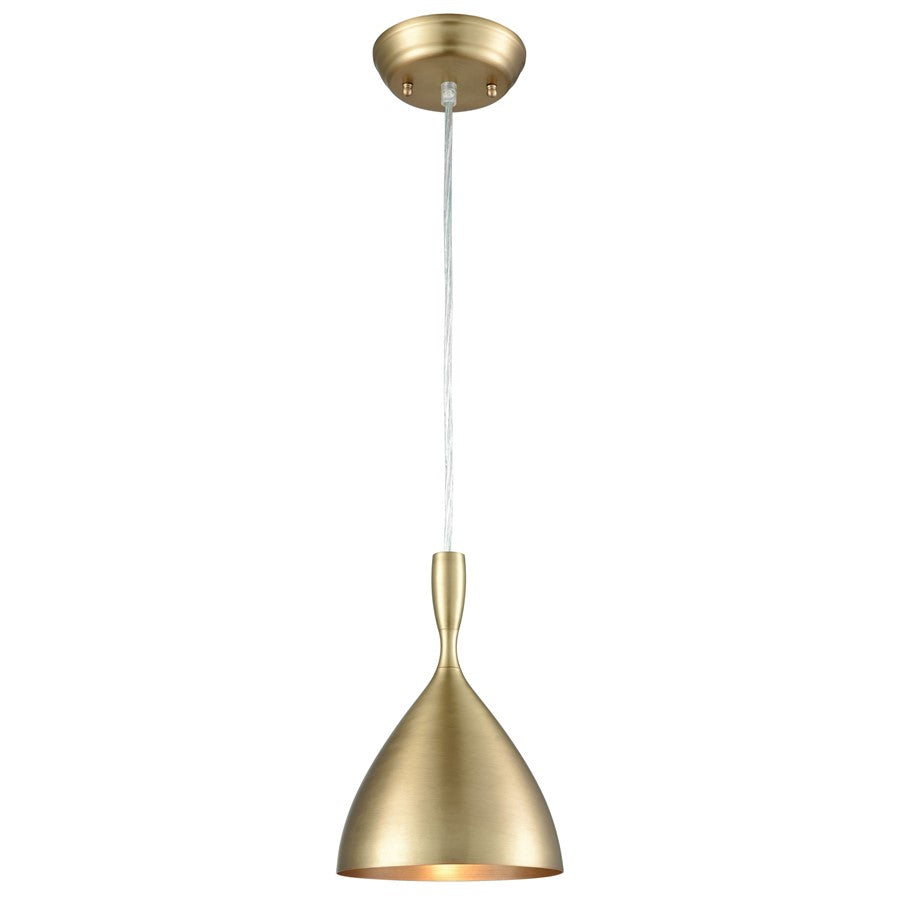 Atlas Lighting Spun Aluminum 7'' Wide 1Lt Pendant, French Brass