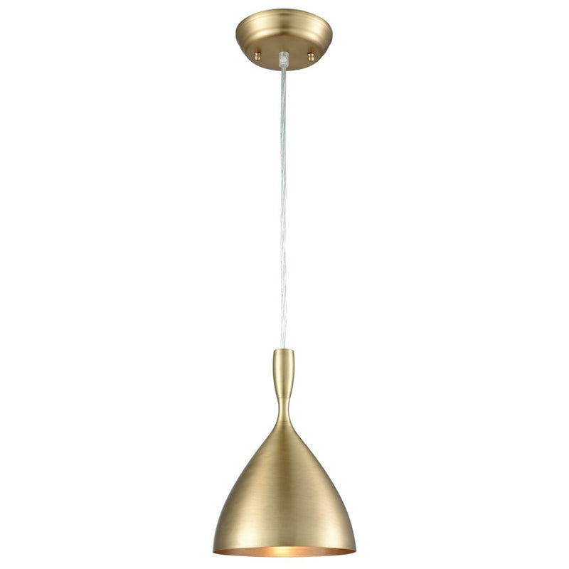 Atlas Lighting Spun Aluminum 7in 1-Light Pendant | Modern French Brass Metal | Kitchen Island & Dining Room | 7 x 7 x 10 in | Model CL11681-BS