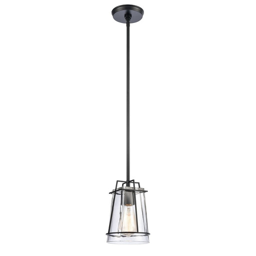 Atlas Lighting Square To Round 6''W 1Lt Mini Pendant, Black/Clear