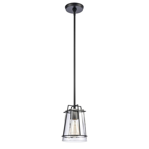 Atlas Lighting Square To Round 6''W 1Lt Mini Pendant, Black/Clear