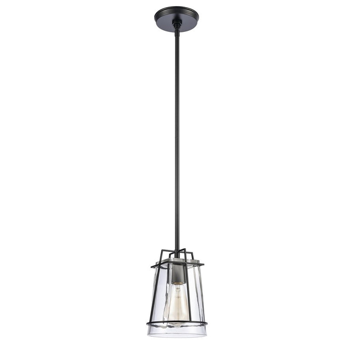 Atlas Lighting Square To Round 6''W 1Lt Mini Pendant, Black/Clear