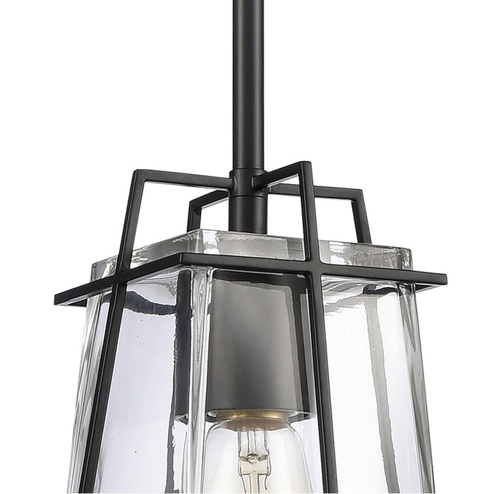 Atlas Lighting Square To Round 6''W 1Lt Mini Pendant, Black/Clear