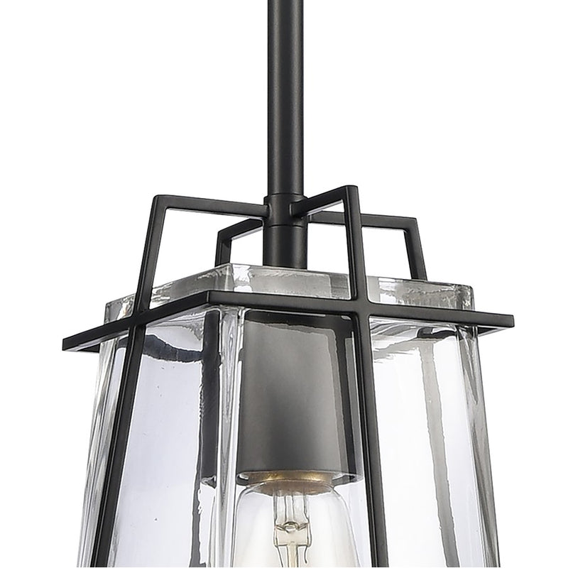 Atlas Lighting Square to Round 6in 1-Light Mini Pendant | Transitional Matte Black and Clear Glass | Kitchen Island & Dining Room | Model CL11682-BK