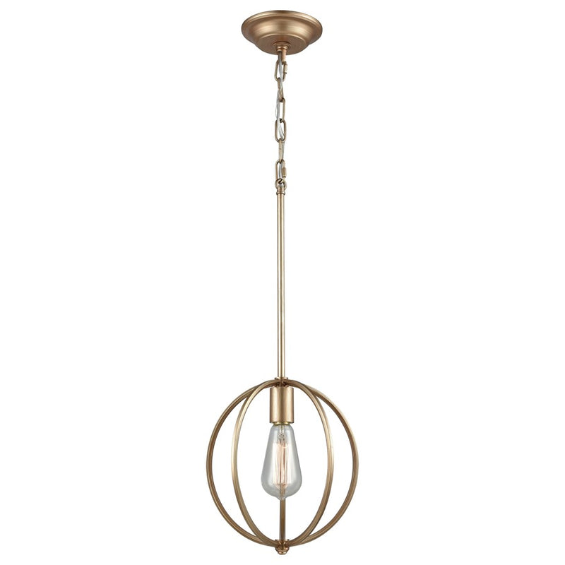 Atlas Lighting Stanton 10in 1-Light Mini Pendant | Transitional Matte Gold Metal | Kitchen Island & Dining Room | 10 x 10 x 11 in | Model CL11683-GD