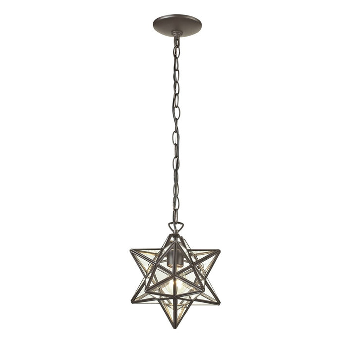 Atlas Lighting Moravian Star 12''W 1Lt Mini Pendant, Bronze/Clear