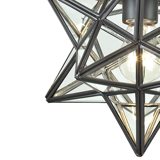 Atlas Lighting Moravian Star 12''W 1Lt Mini Pendant, Bronze/Clear