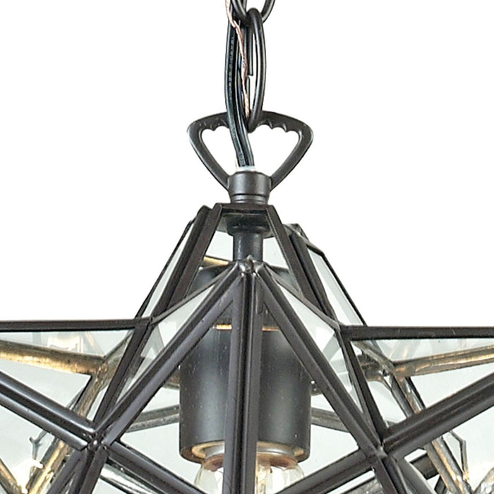 Atlas Lighting Moravian Star 12''W 1Lt Mini Pendant, Bronze/Clear
