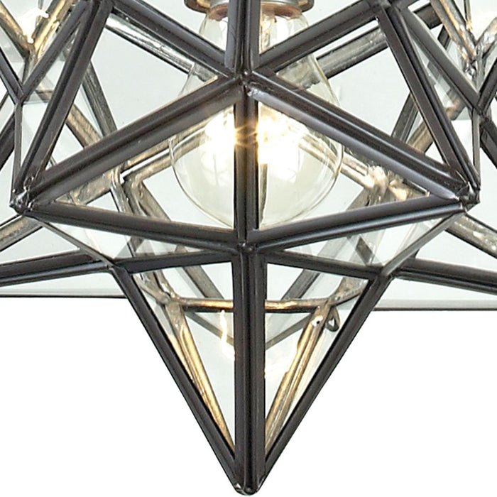 Atlas Lighting Moravian Star 12''W 1Lt Mini Pendant, Bronze/Clear