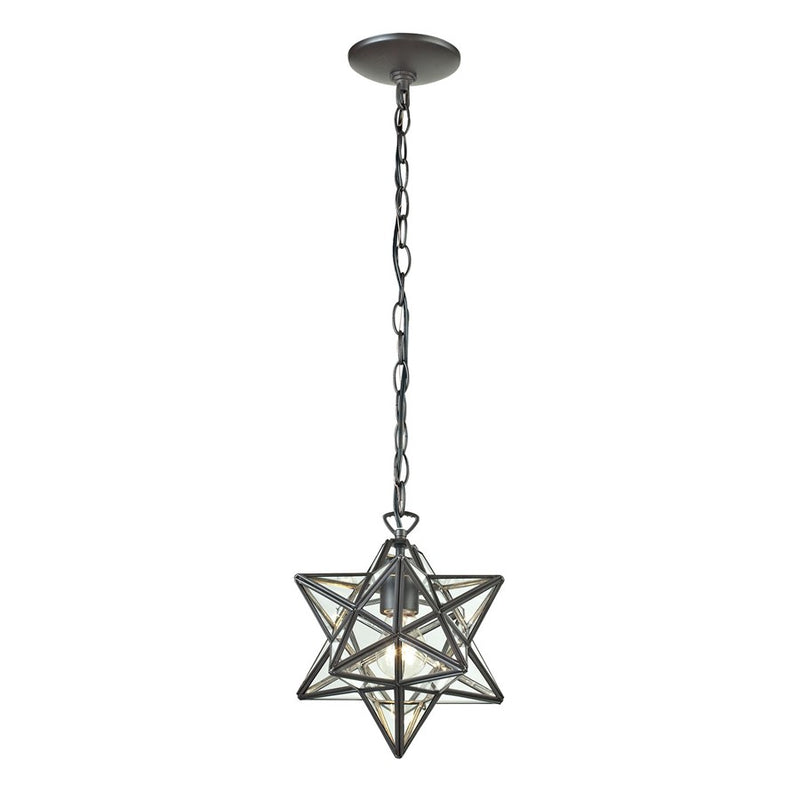 Atlas Lighting Moravian Star 12''W 1Lt Mini Pendant, Bronze/Clear