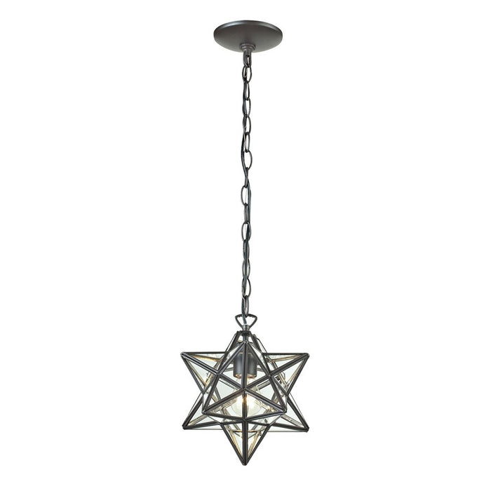 Atlas Lighting Moravian Star 12''W 1Lt Mini Pendant, Bronze/Clear