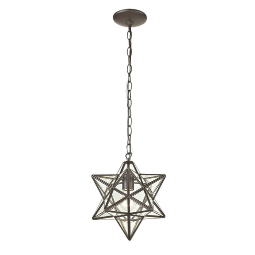 Atlas Lighting Moravian Star 9''W 1Lt Mini Pendant, Bronze/Clear