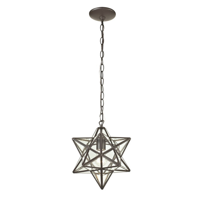 Atlas Lighting Moravian Star 9''W 1Lt Mini Pendant, Bronze/Clear