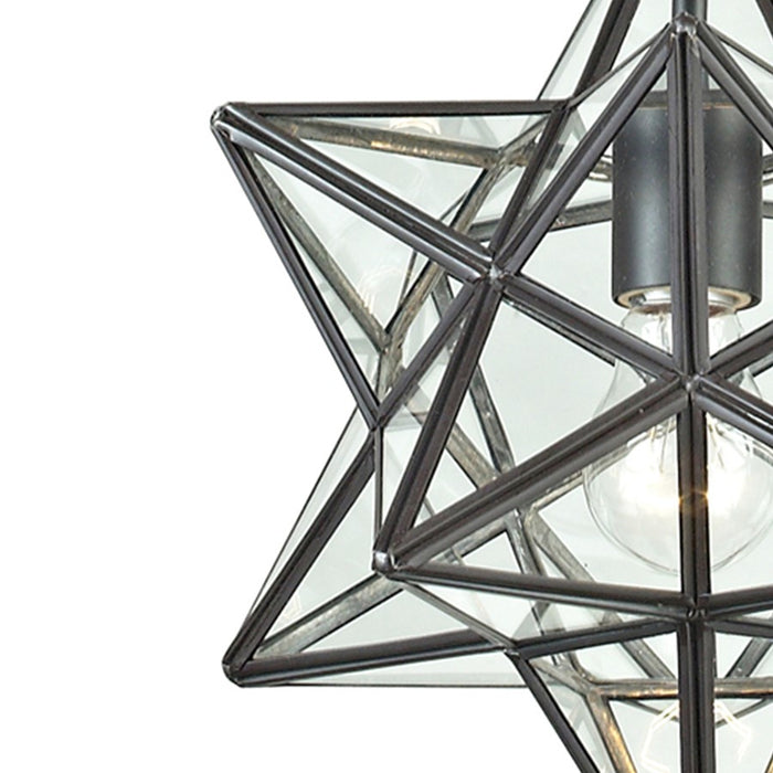 Atlas Lighting Moravian Star 9''W 1Lt Mini Pendant, Bronze/Clear