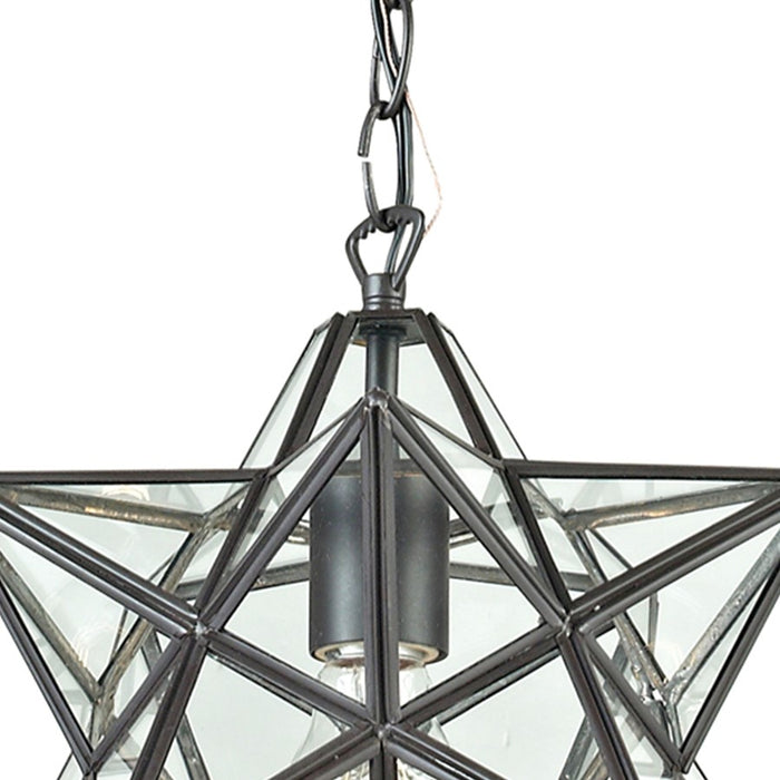 Atlas Lighting Moravian Star 9''W 1Lt Mini Pendant, Bronze/Clear