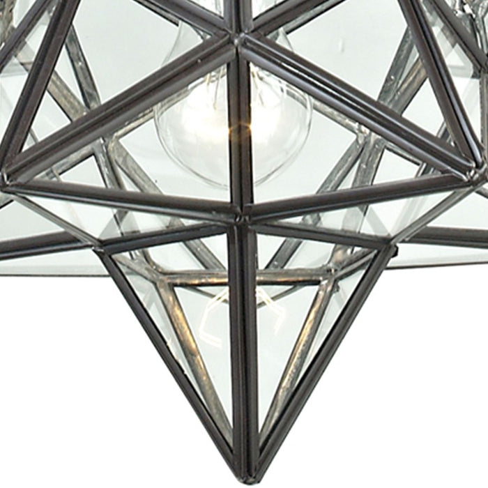 Atlas Lighting Moravian Star 9''W 1Lt Mini Pendant, Bronze/Clear