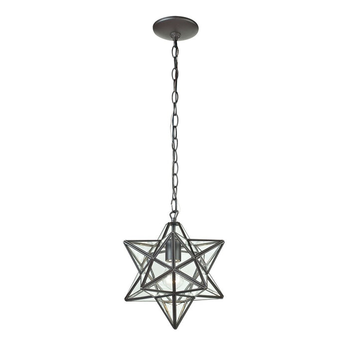 Atlas Lighting Moravian Star 9''W 1Lt Mini Pendant, Bronze/Clear