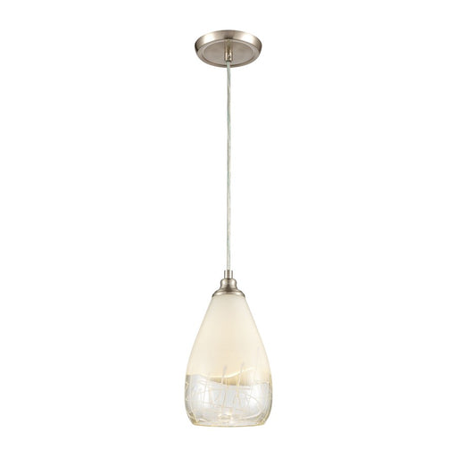 Atlas Lighting Sugarcoat 6'' Wide 1Lt Mini Pendant, Nickel/White