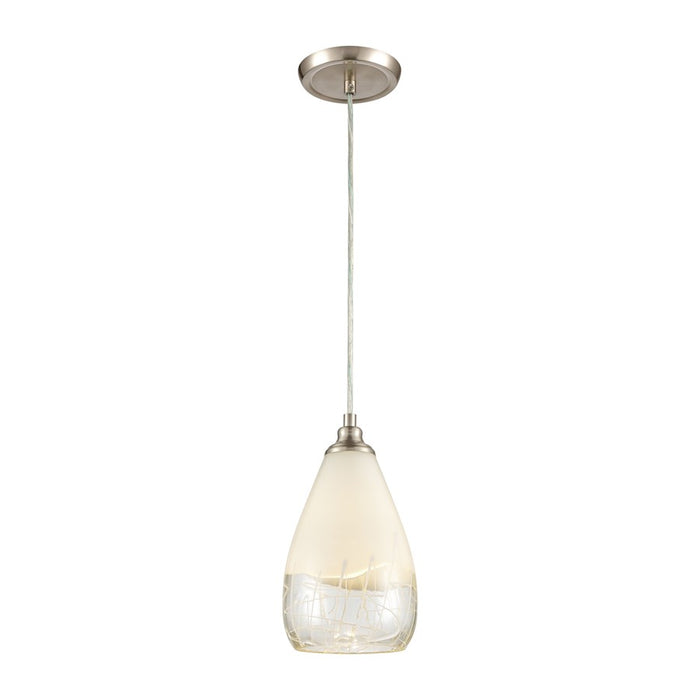Atlas Lighting Sugarcoat 6'' Wide 1Lt Mini Pendant, Nickel/White