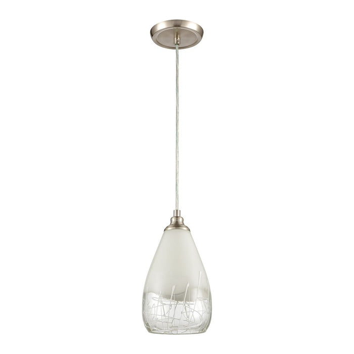 Atlas Lighting Sugarcoat 6'' Wide 1Lt Mini Pendant, Nickel/White