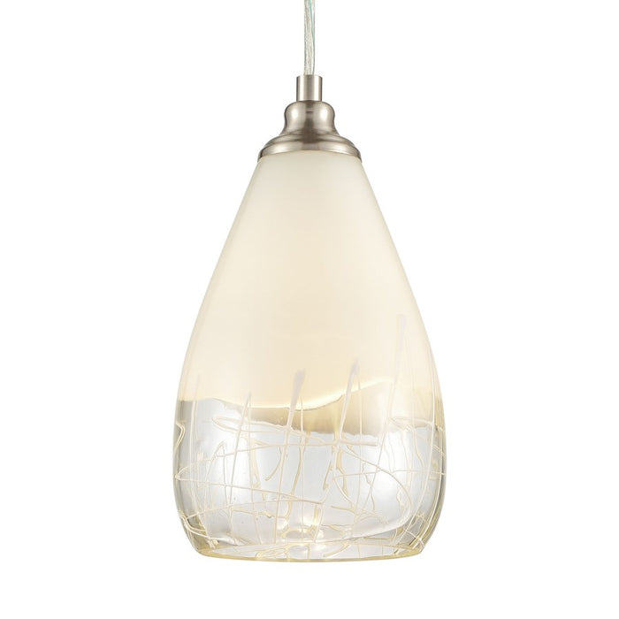 Atlas Lighting Sugarcoat 6'' Wide 1Lt Mini Pendant, Nickel/White